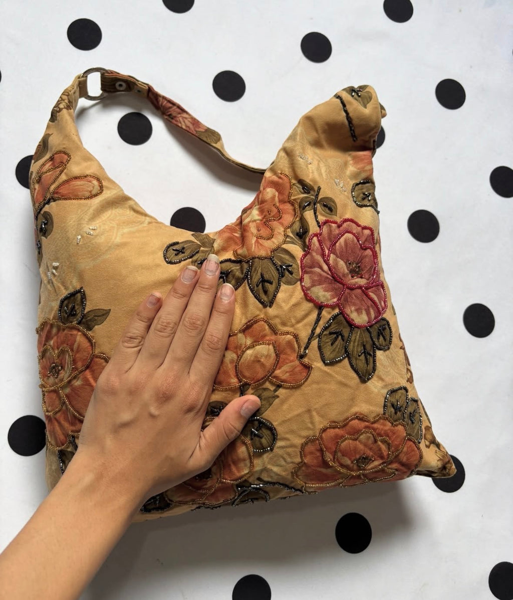 Hand made beaded shoulder bag
