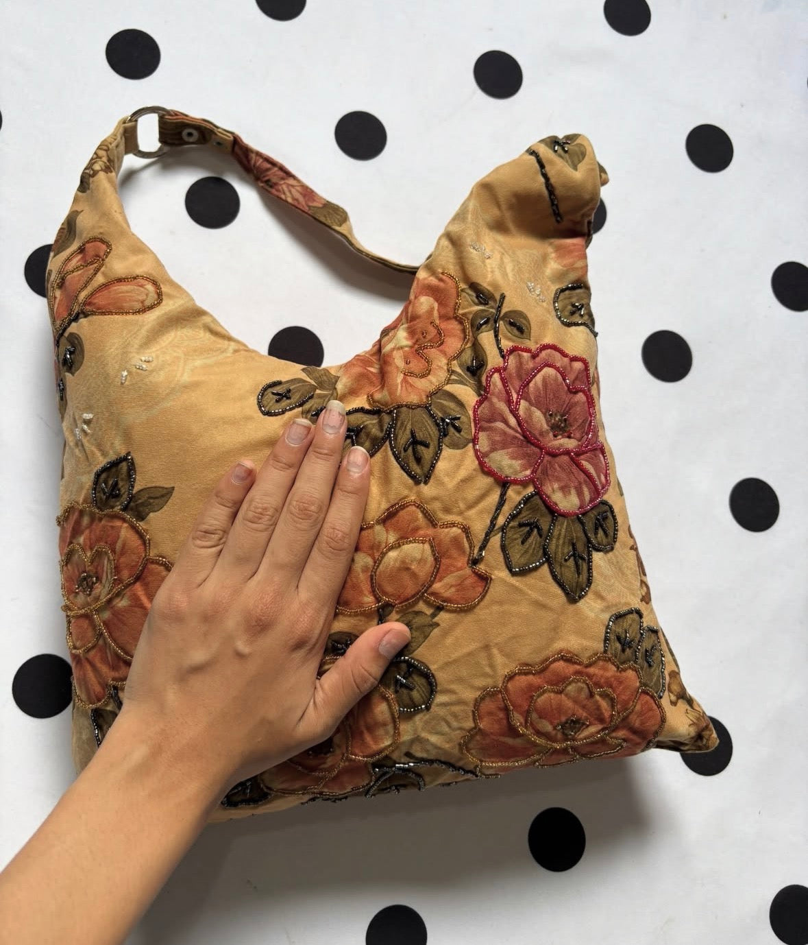Hand made beaded shoulder bag