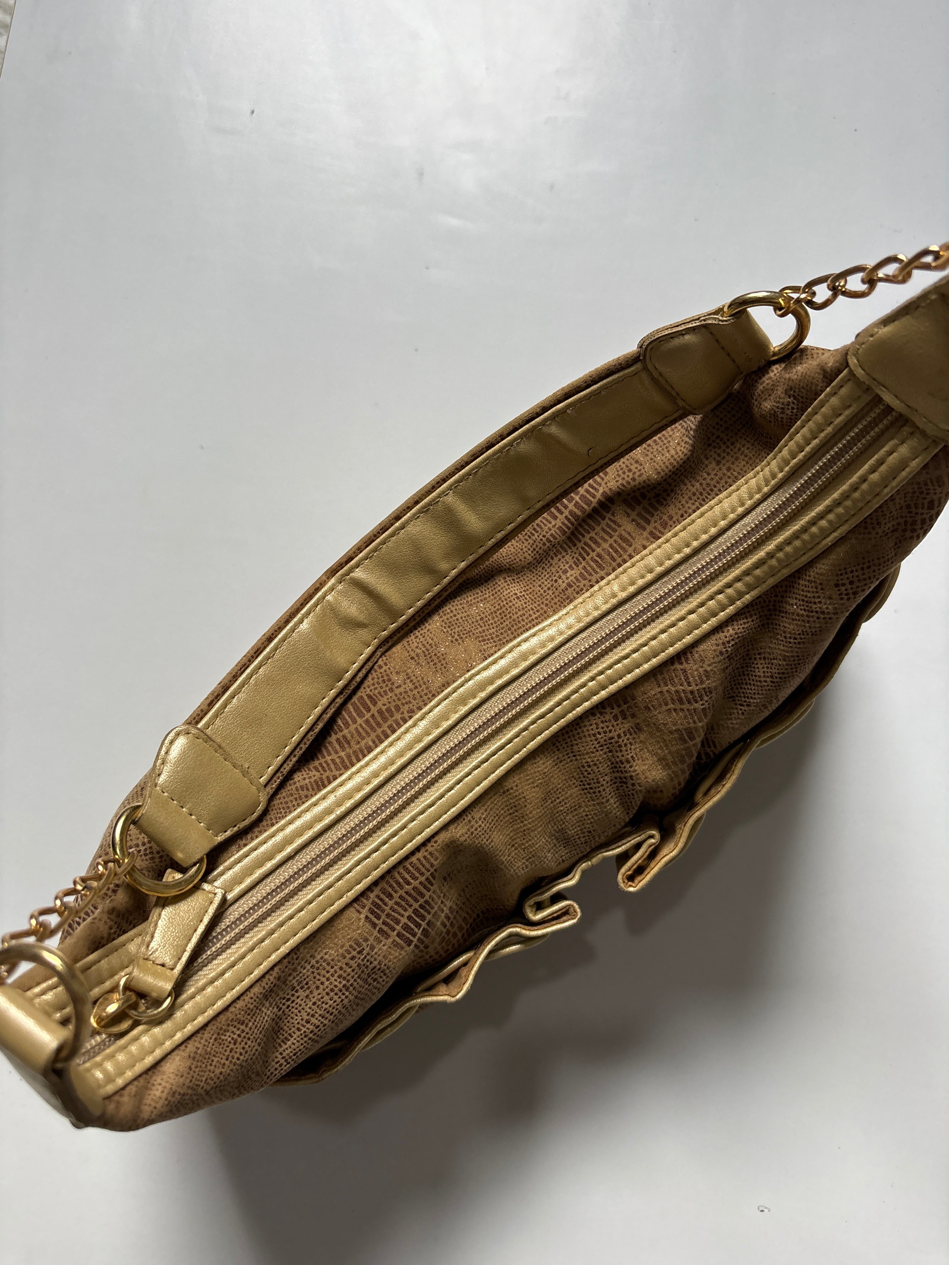 Golden Beige soft suede shoulder bag