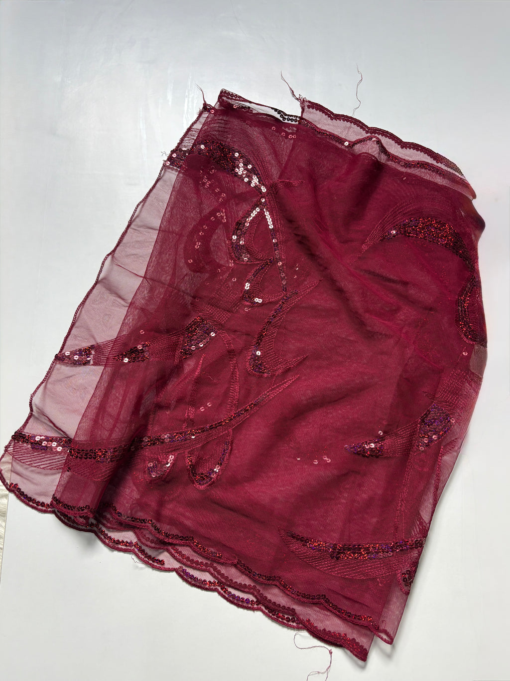 Burgundy beaded scarf