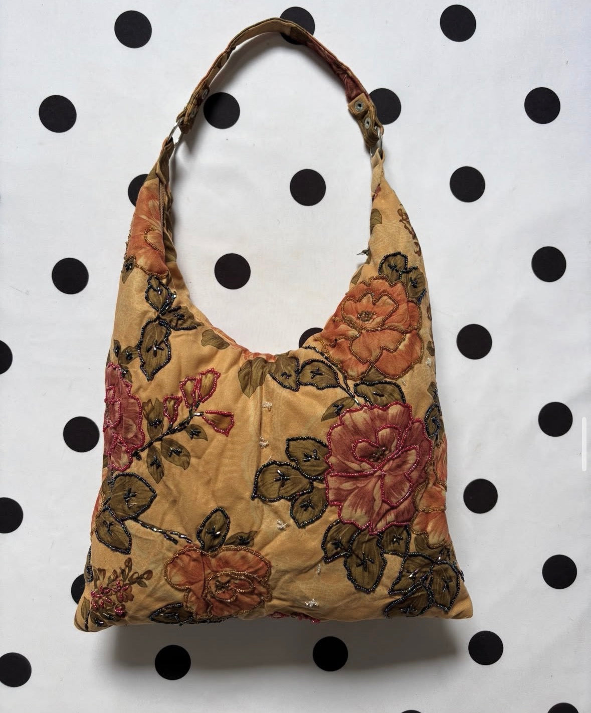 Hand made beaded shoulder bag
