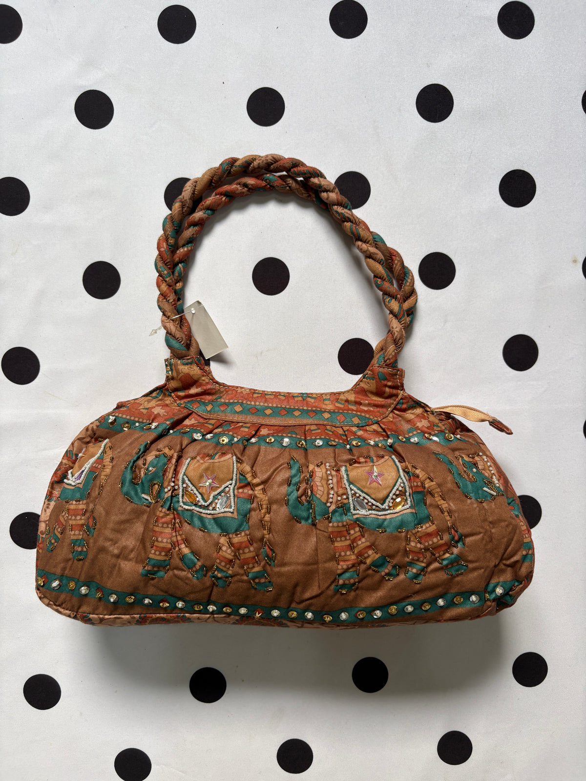 Boho elephant beaded shoulder bag