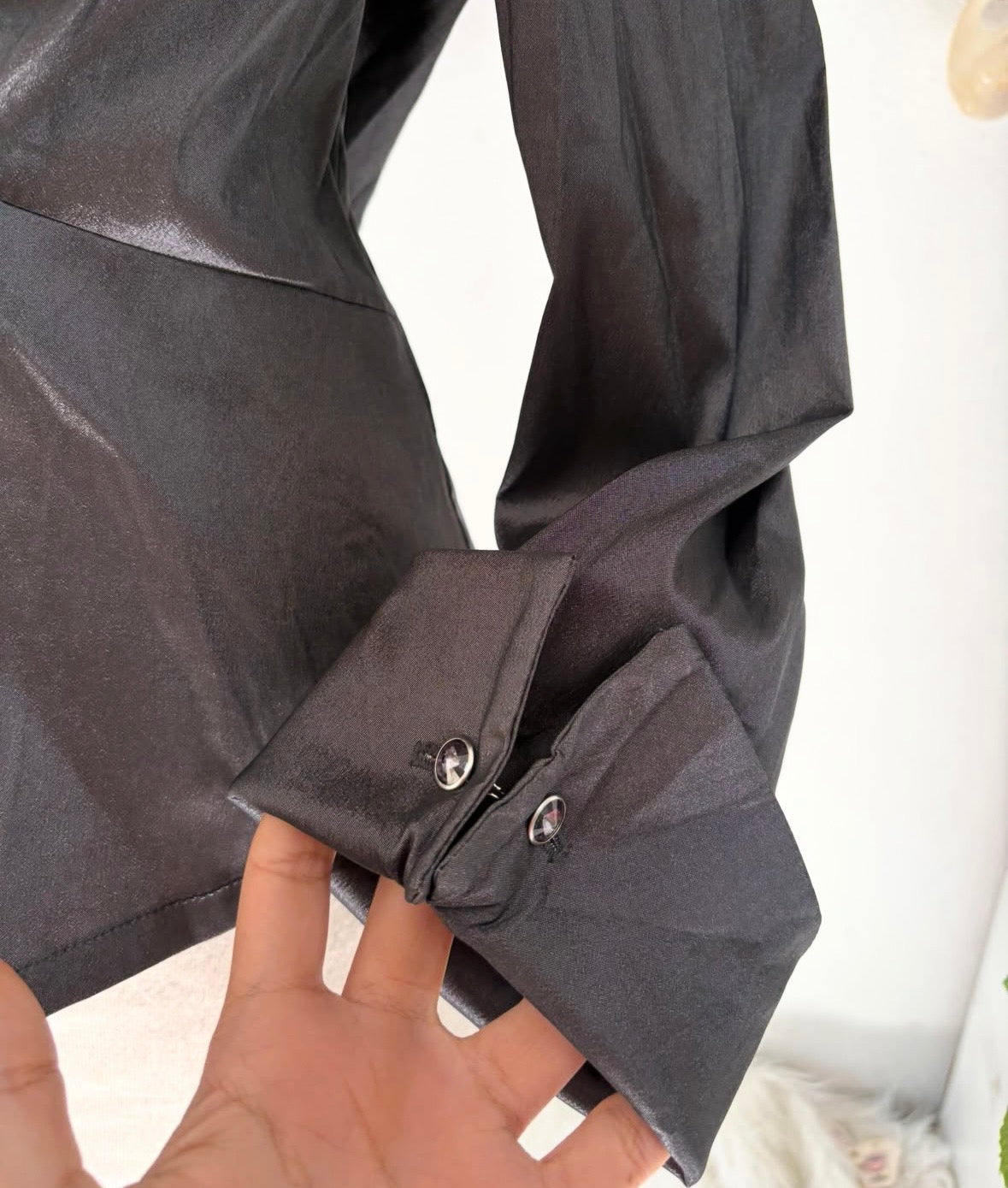 Metallic grey office blouse