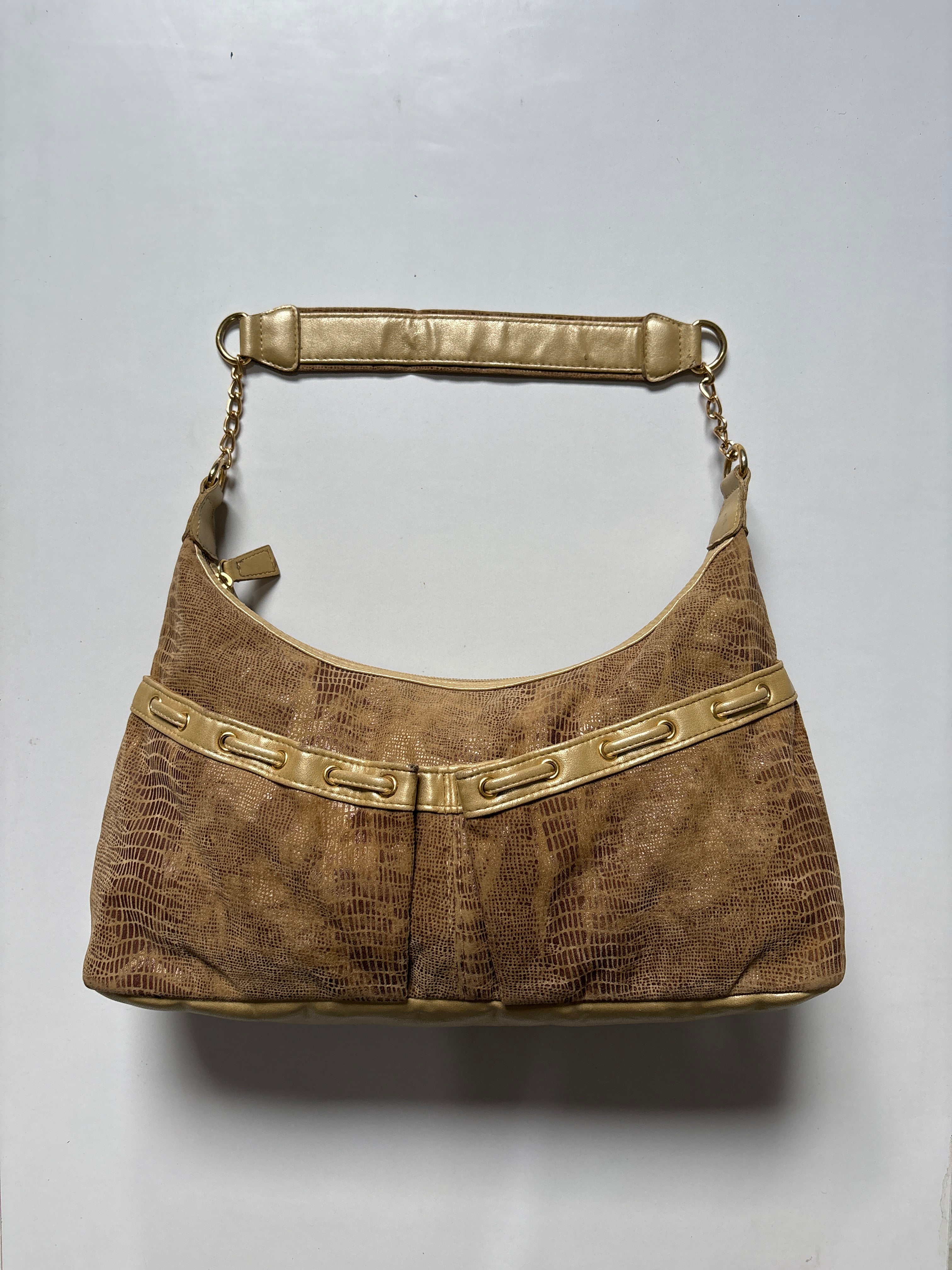 Golden Beige soft suede shoulder bag