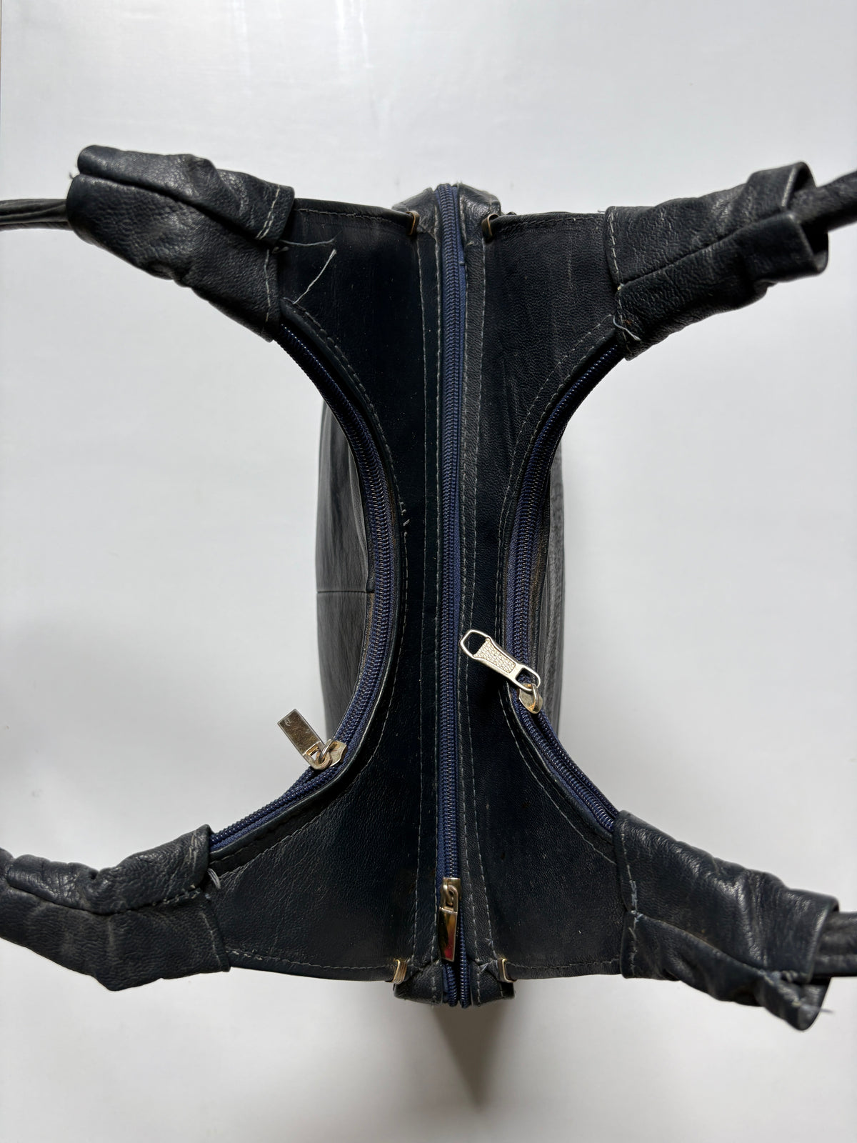 Mini navy genuine leather shoulder bag