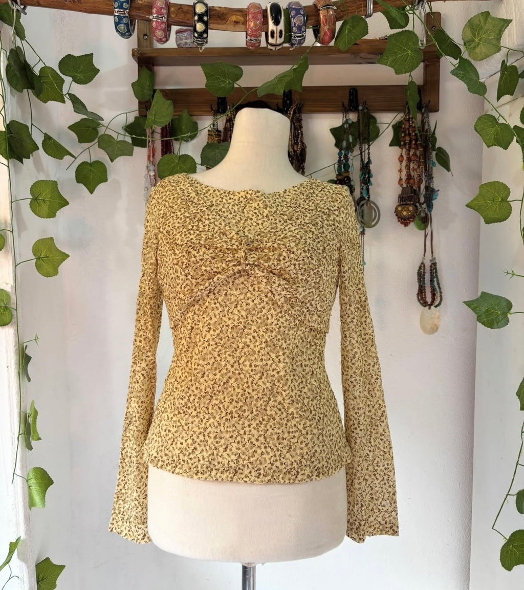 Yellow mesh sunflower top