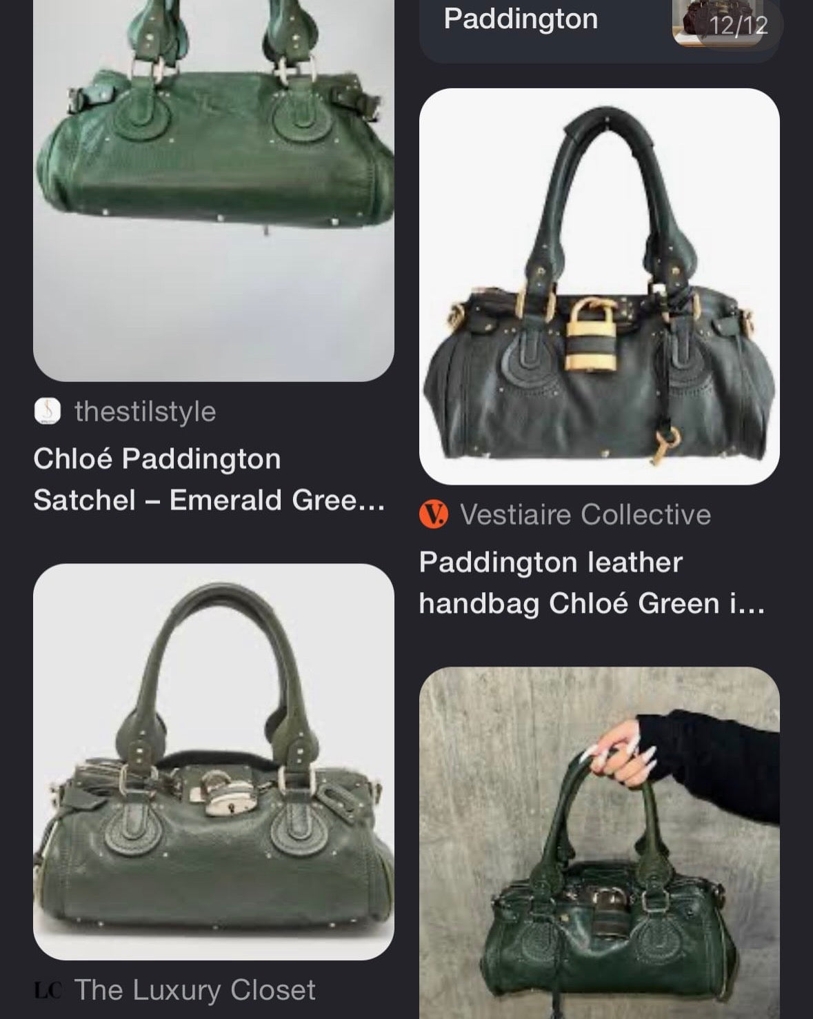Authentic lush chloe inspired dark green bag