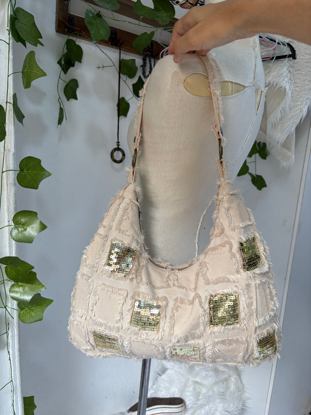 Off white Boho shoulder bag