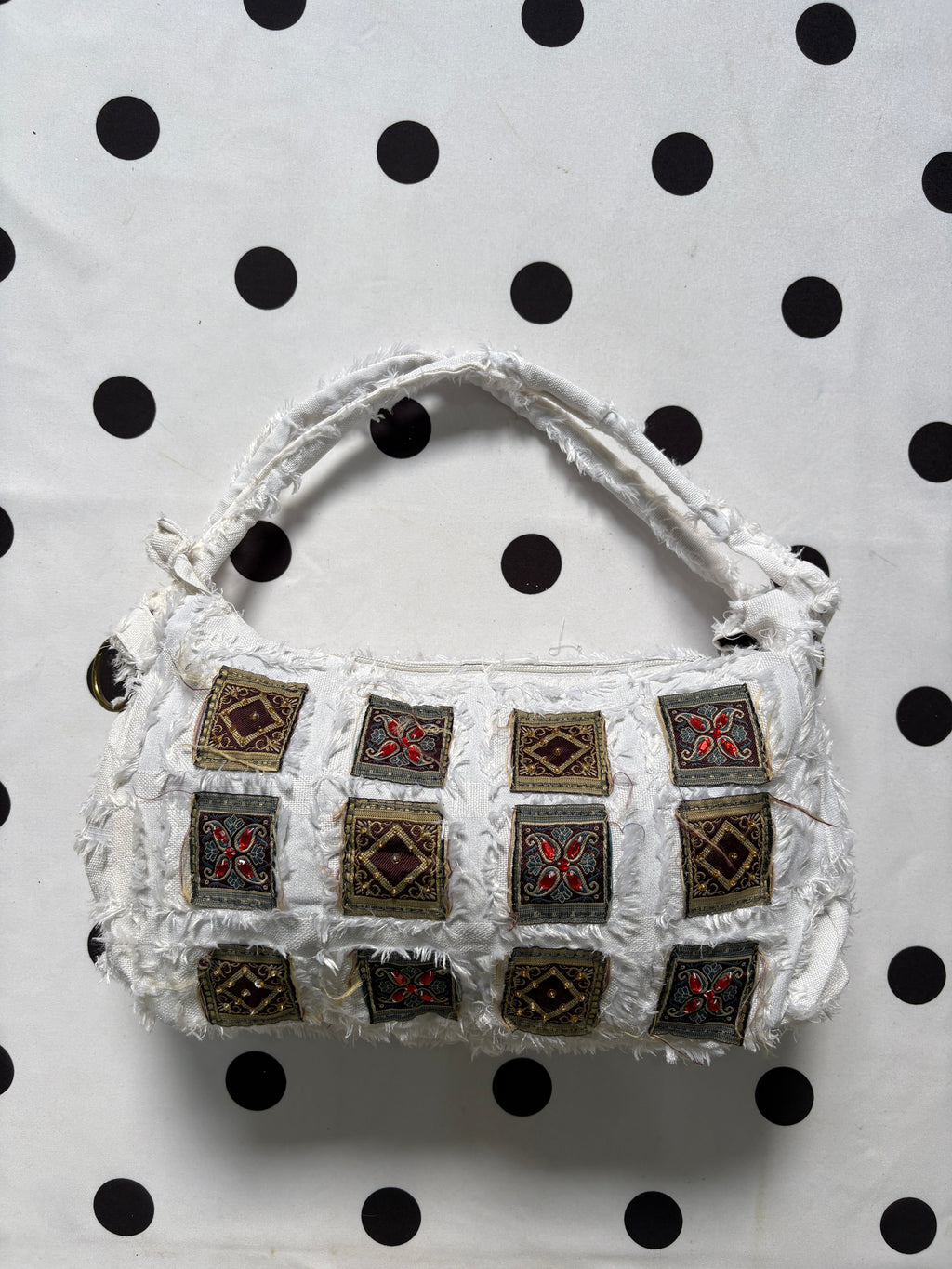 White boho shoulder bag