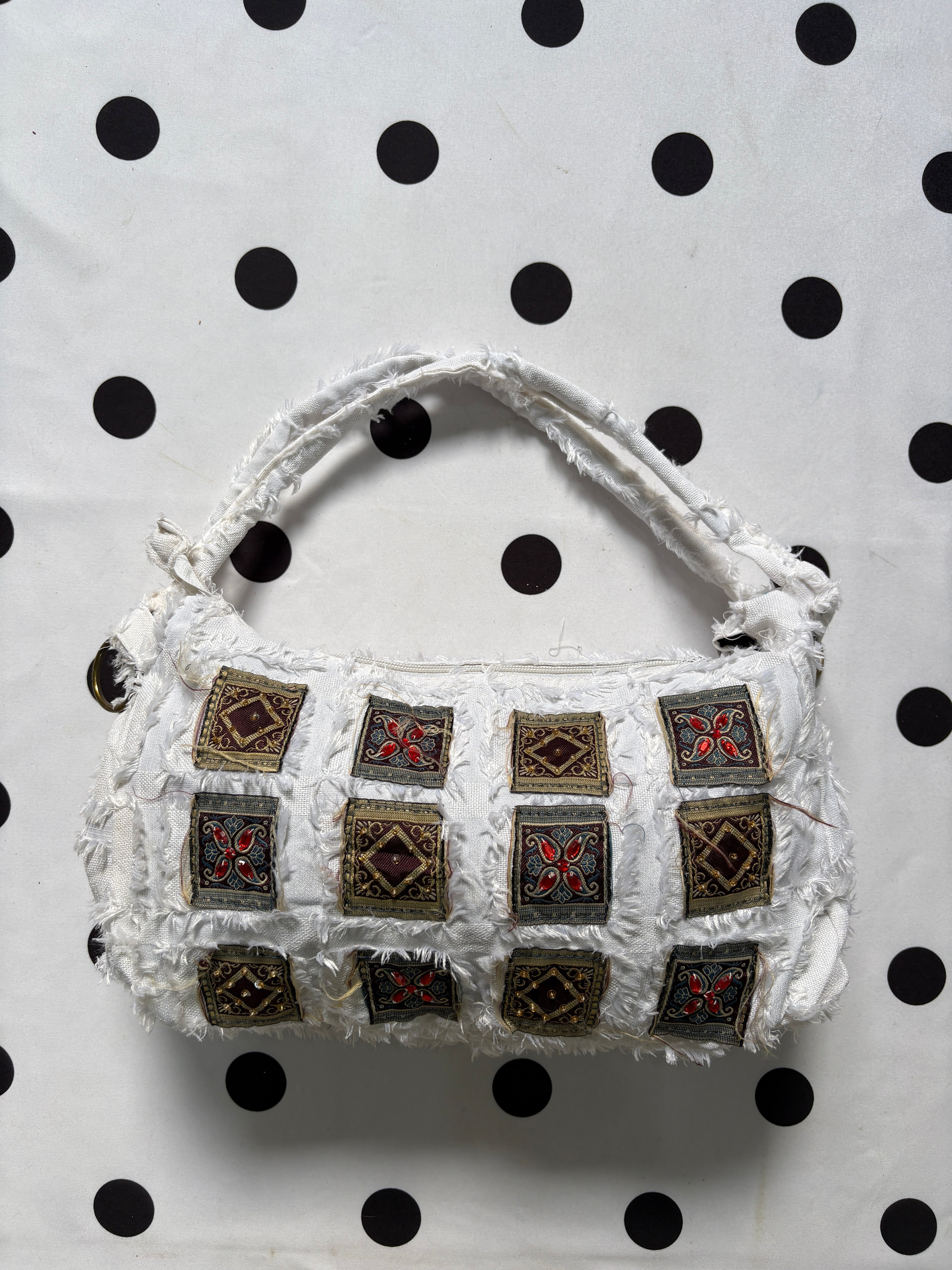White boho shoulder bag