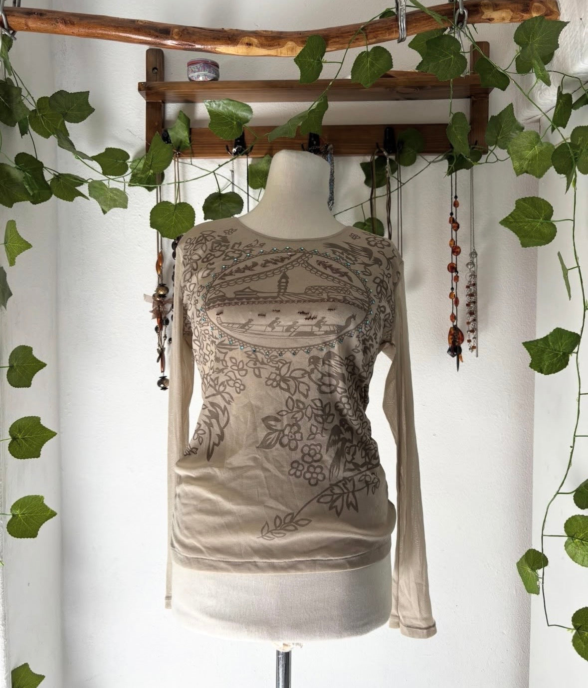 Y2k Chinese inspired beaded top