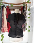 Chiffon black sheer office top