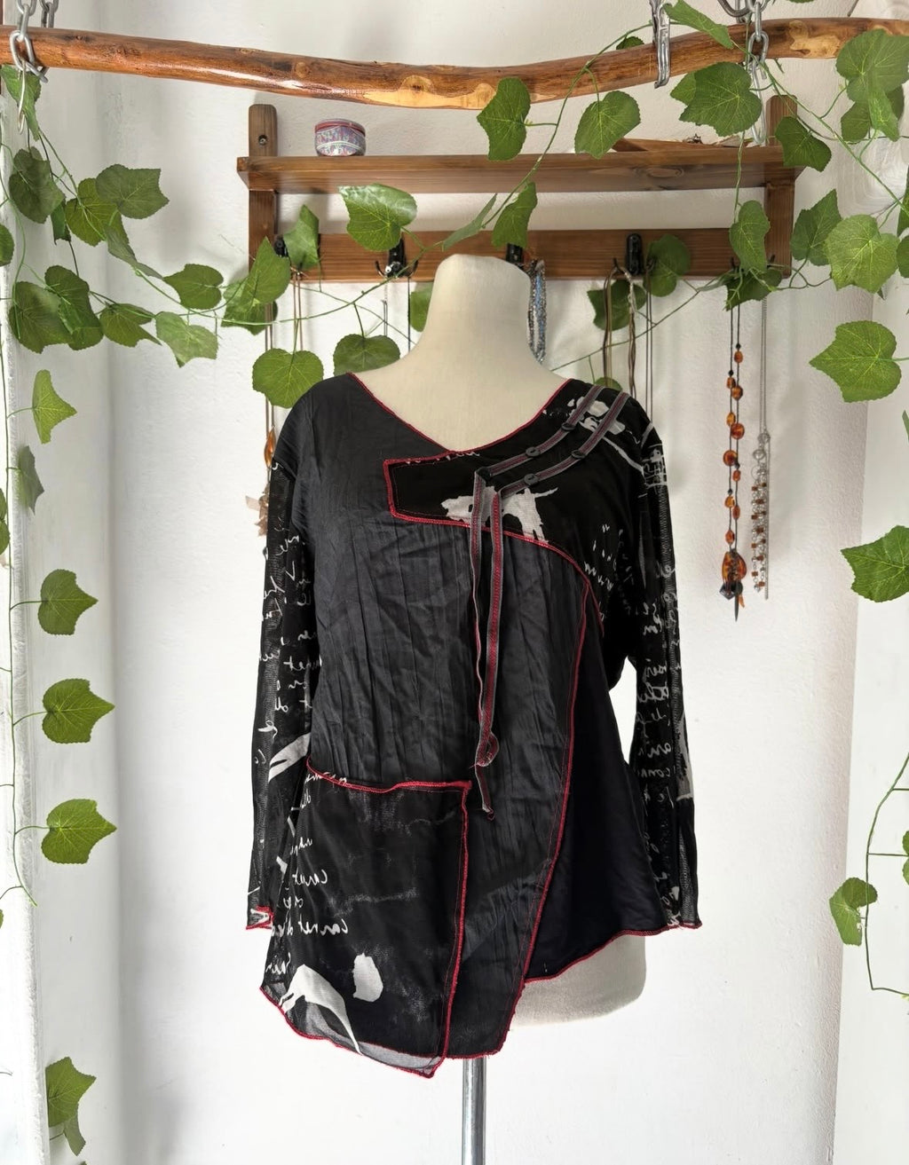 Gothic red patchwork blouse