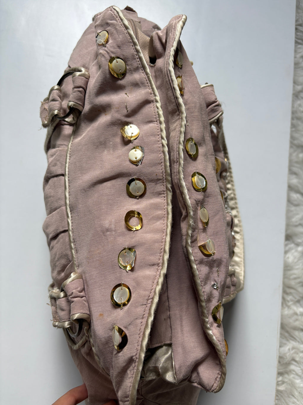 Pink accessorieze beaded huge shoulder bag