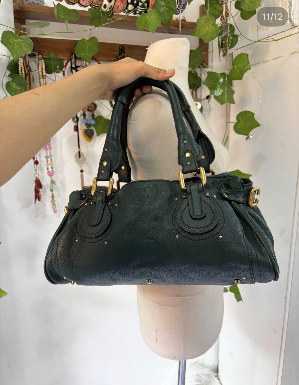 Authentic lush chloe inspired dark green bag