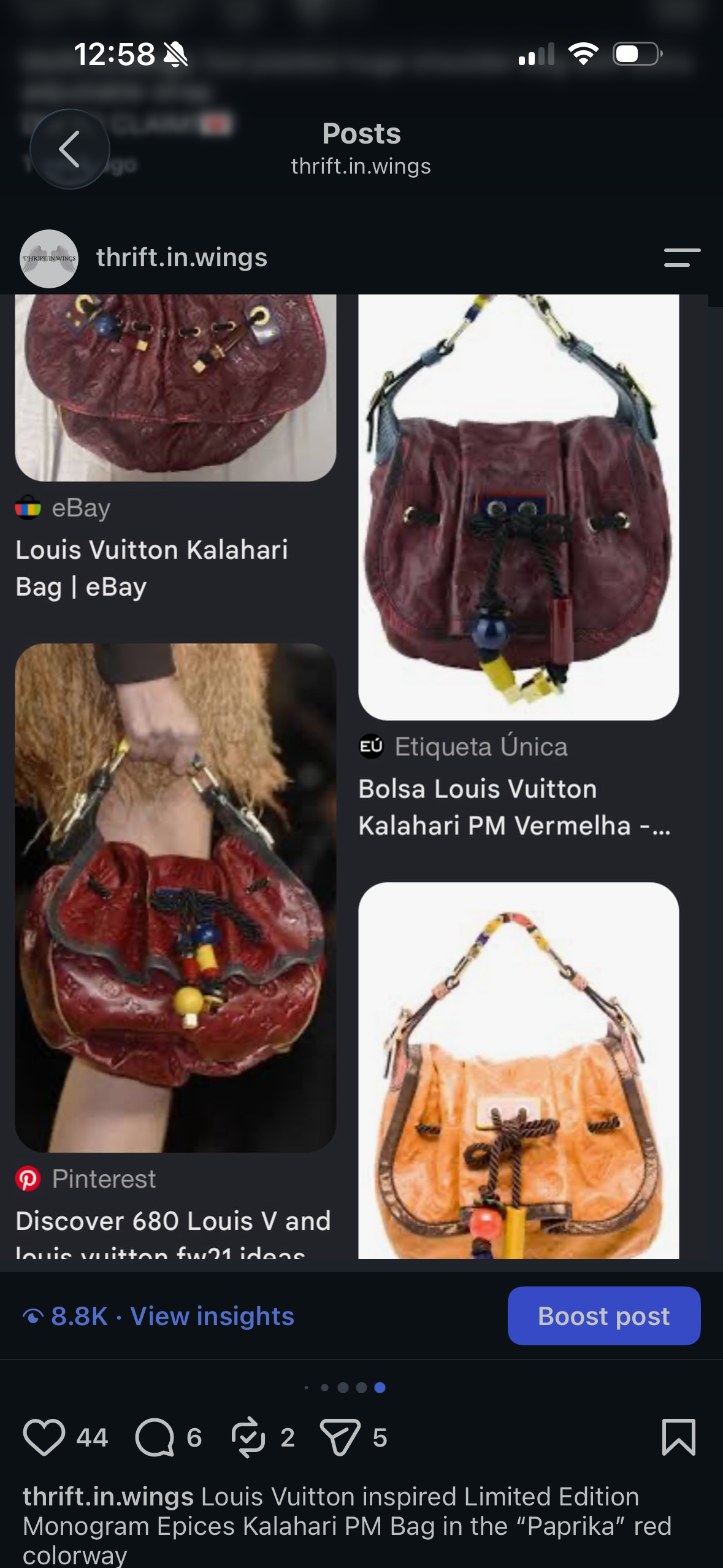 Louis Vuitton mono gram epices kalahari PM inspired bag