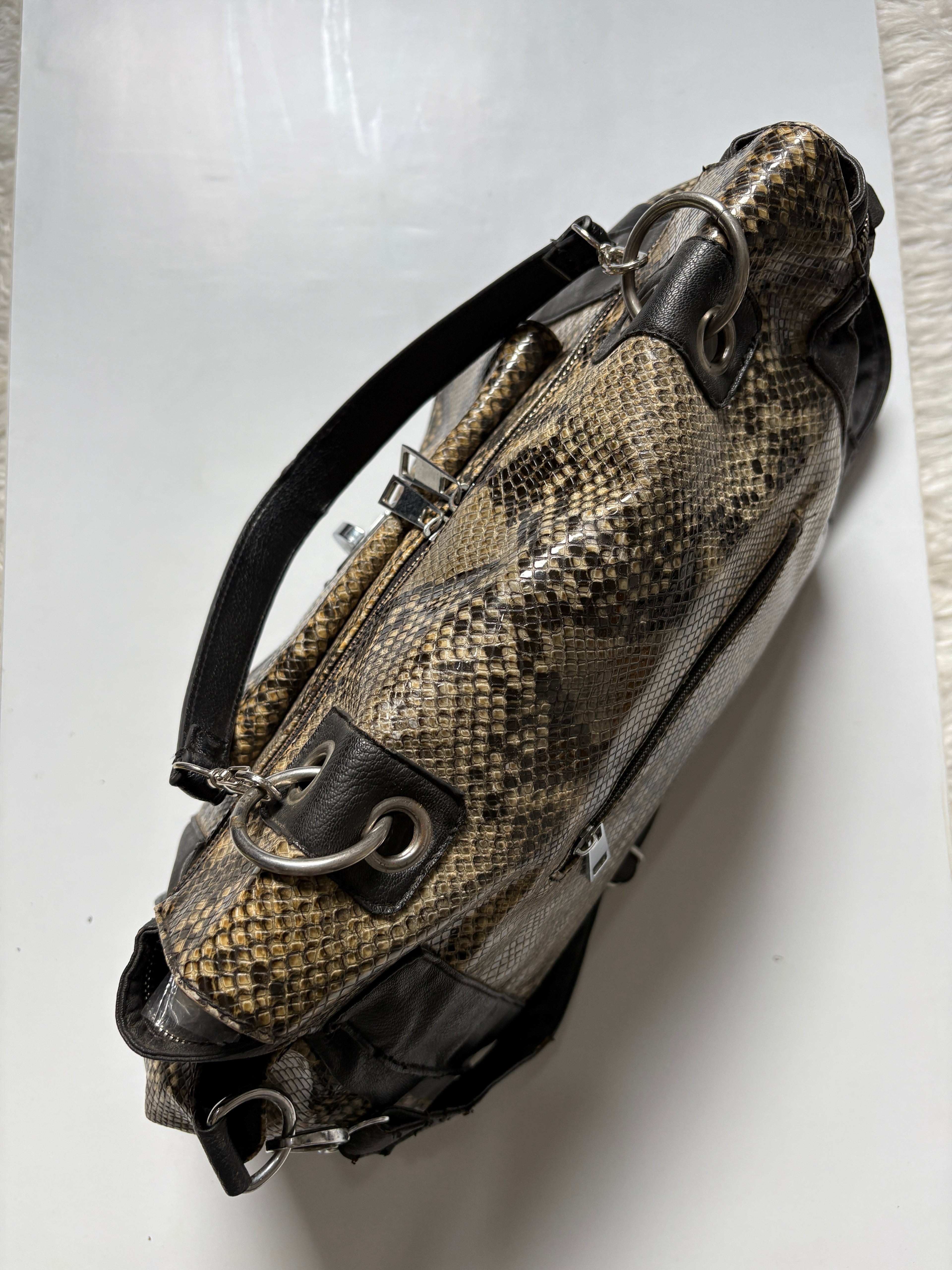 Huge crocodile leather shoulder bag