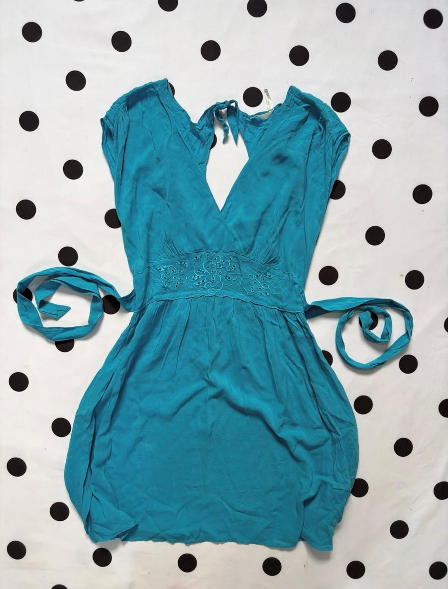 Teal summery cotton dress