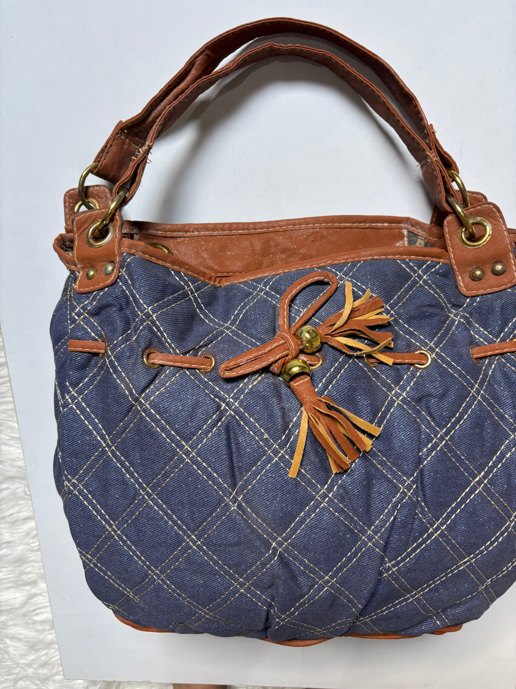 Blue denim glittery bag