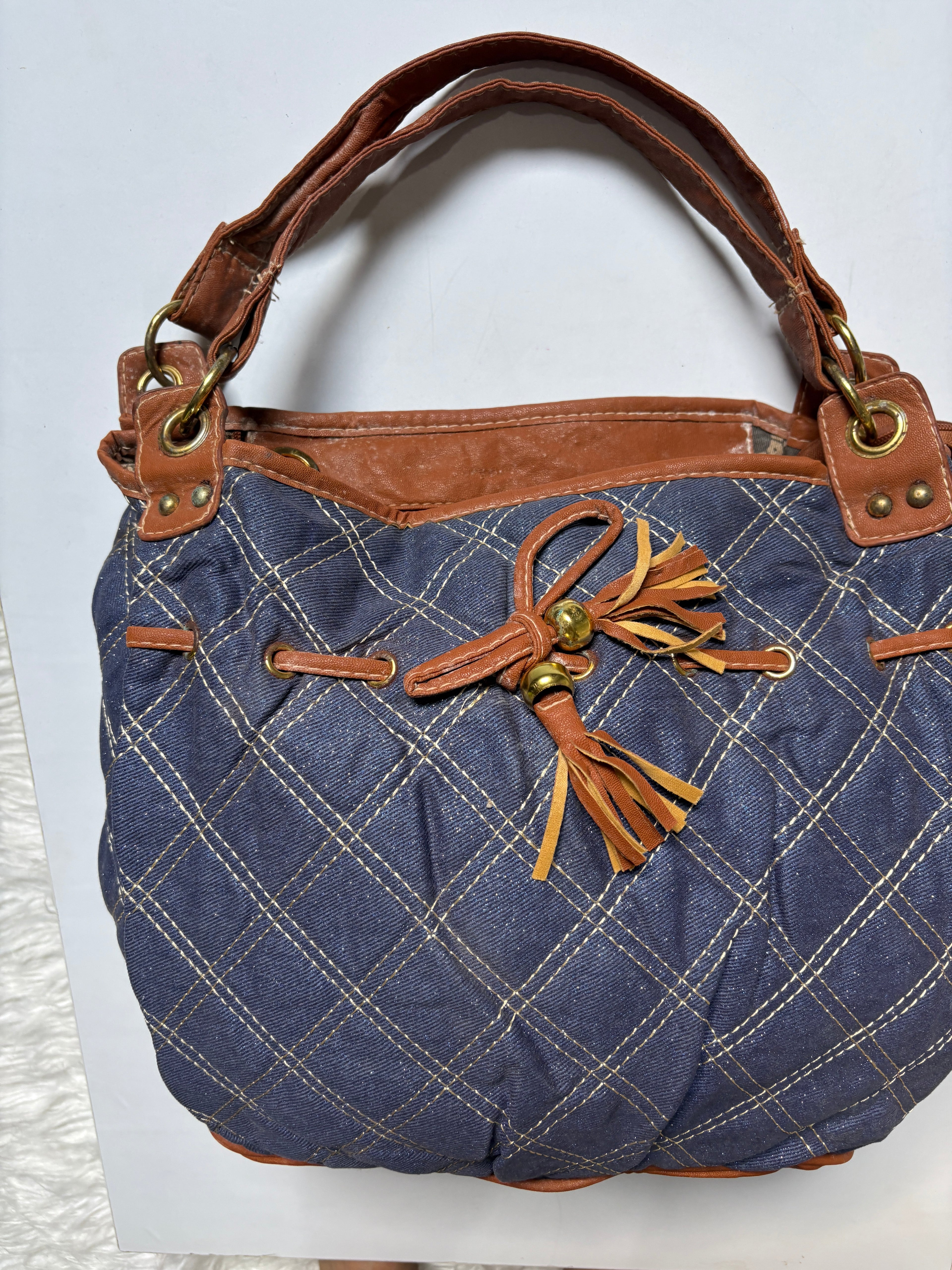 Blue denim glittery bag