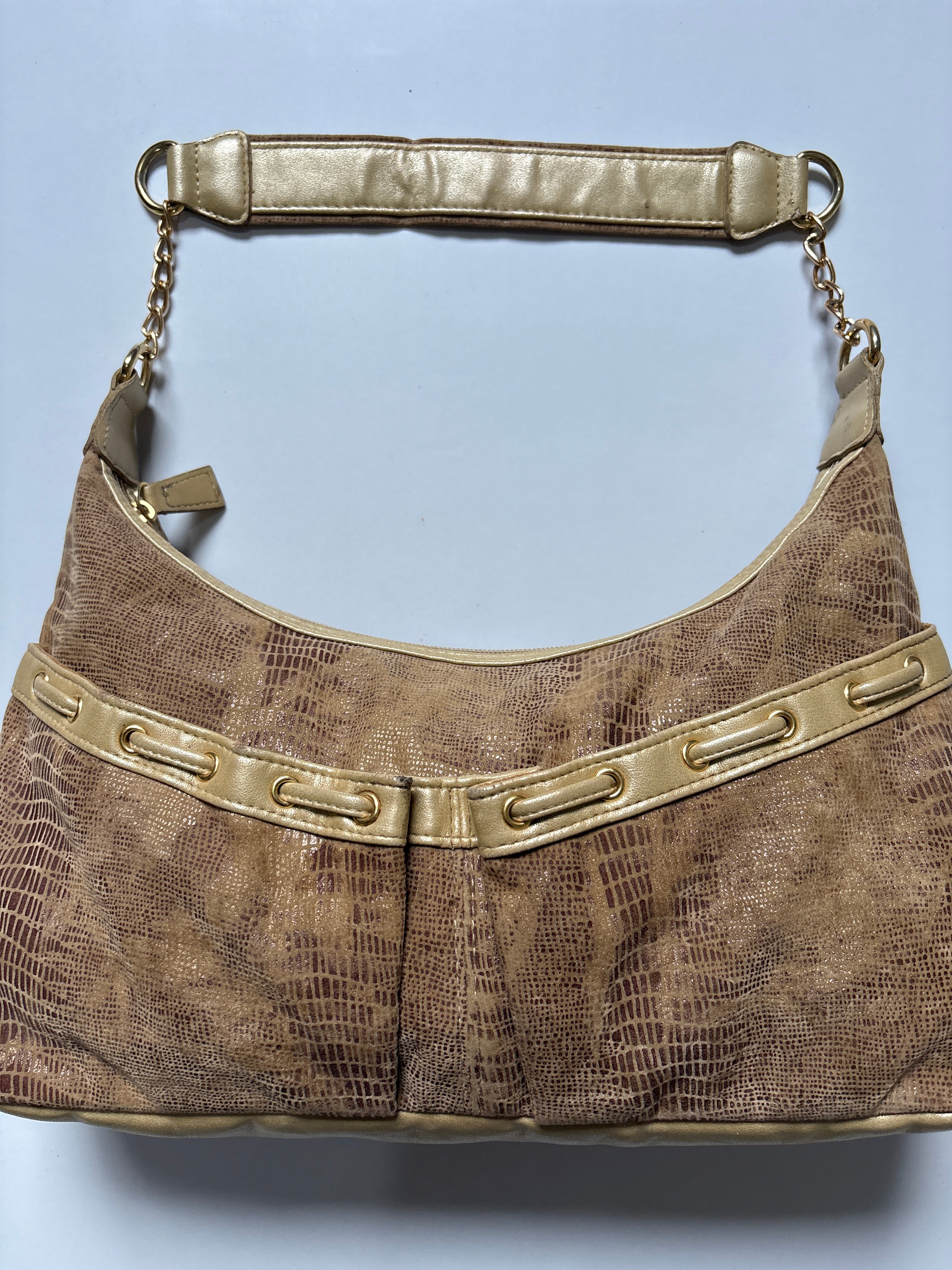 Golden Beige soft suede shoulder bag