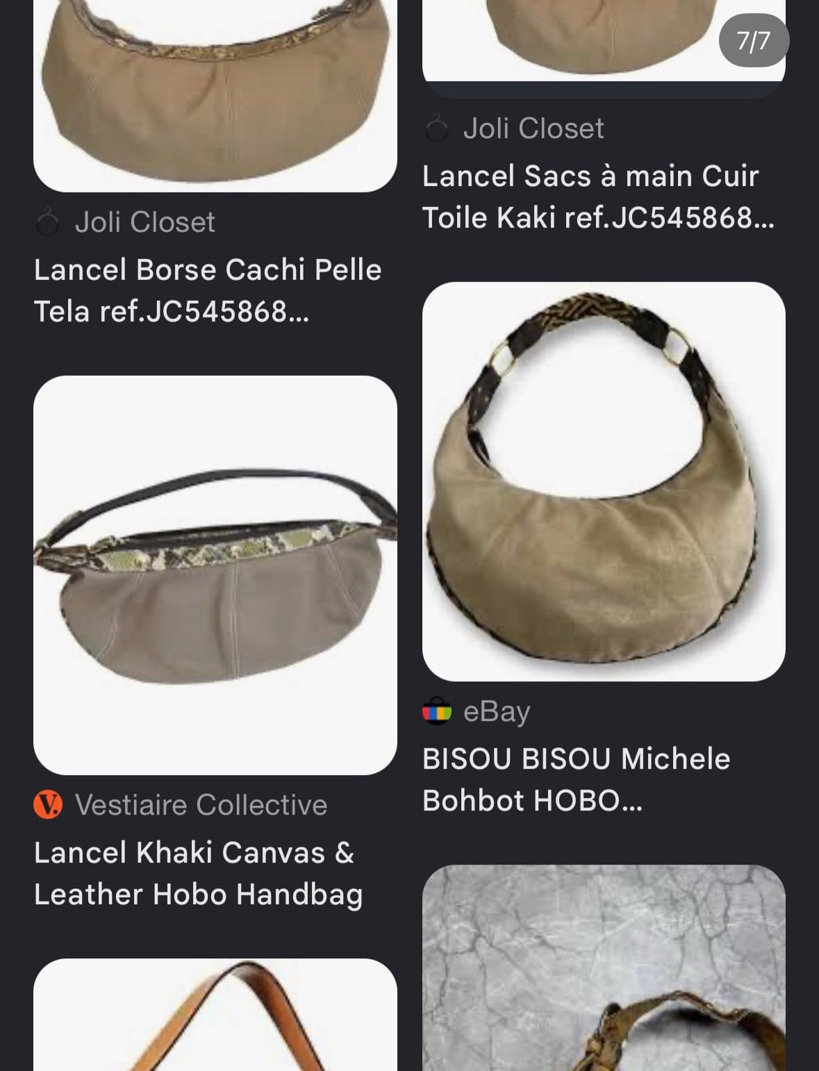 Lancel France hard linen slouchy shoulder bag
