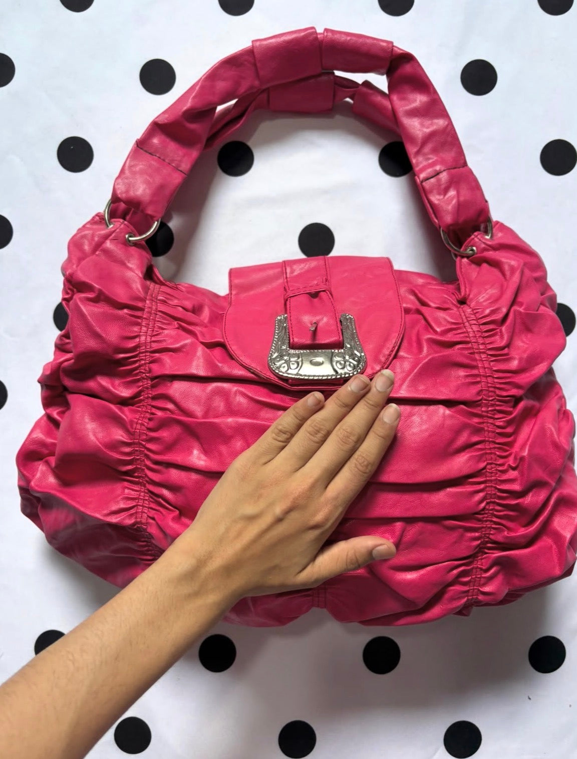 Hot Pink leather huge bag