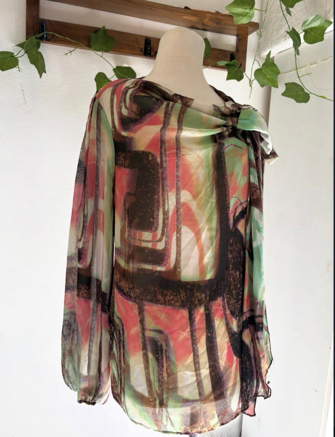 Just Cavalli evening colorful top with crystal bow tie