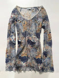 Laced blue floral top