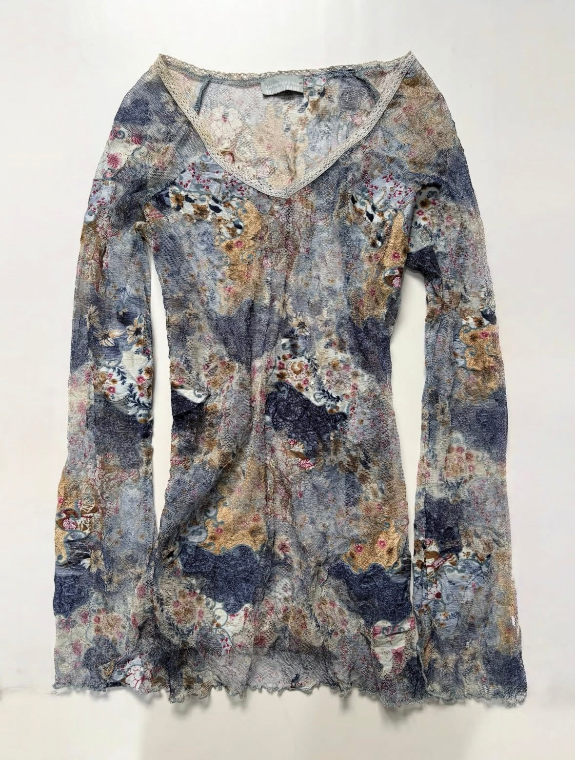 Laced blue floral top