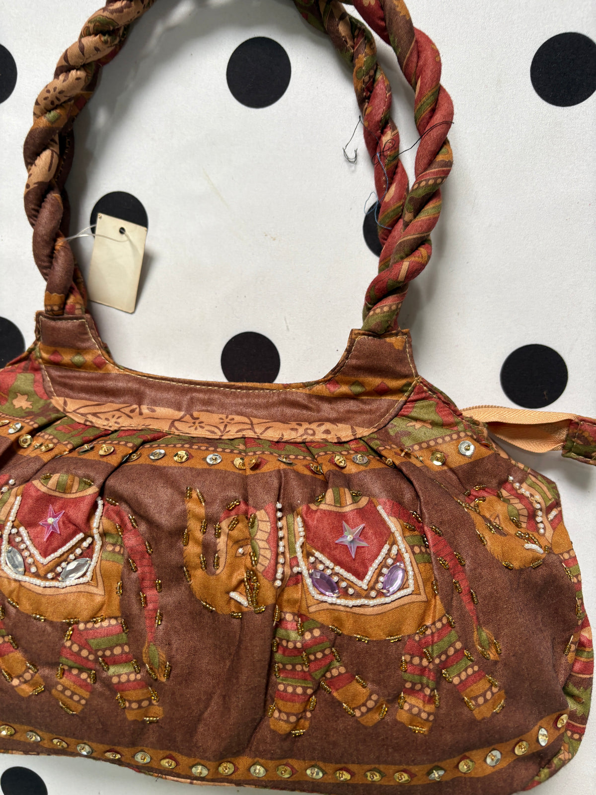 Boho elephant embroidered bag