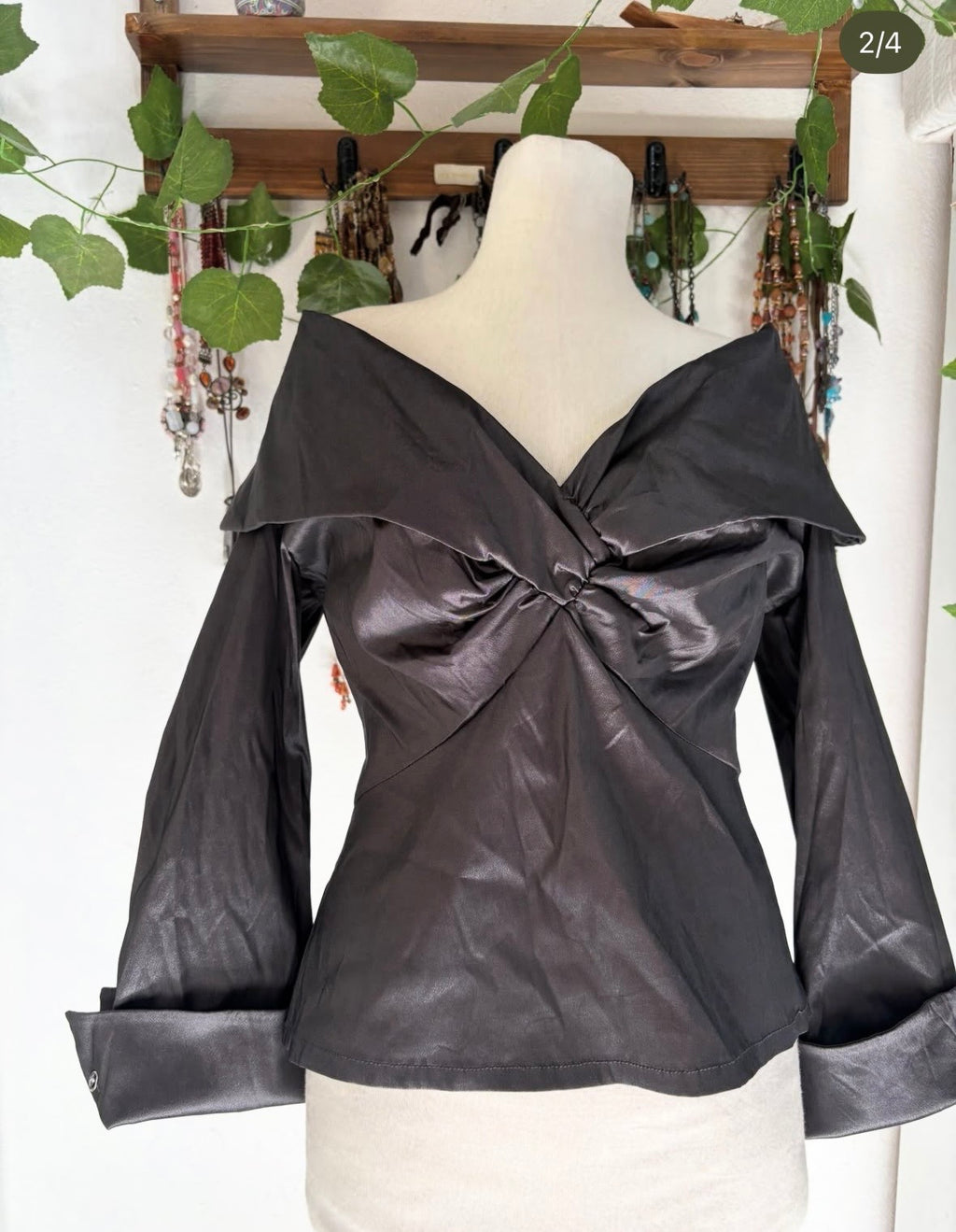 Metallic grey office blouse
