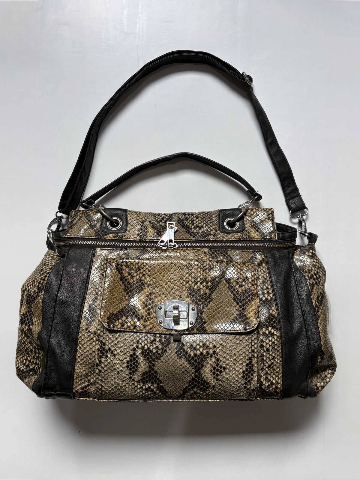 Huge crocodile leather shoulder bag