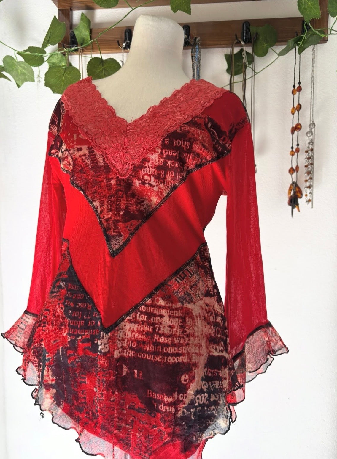 Vampire mesh laced top