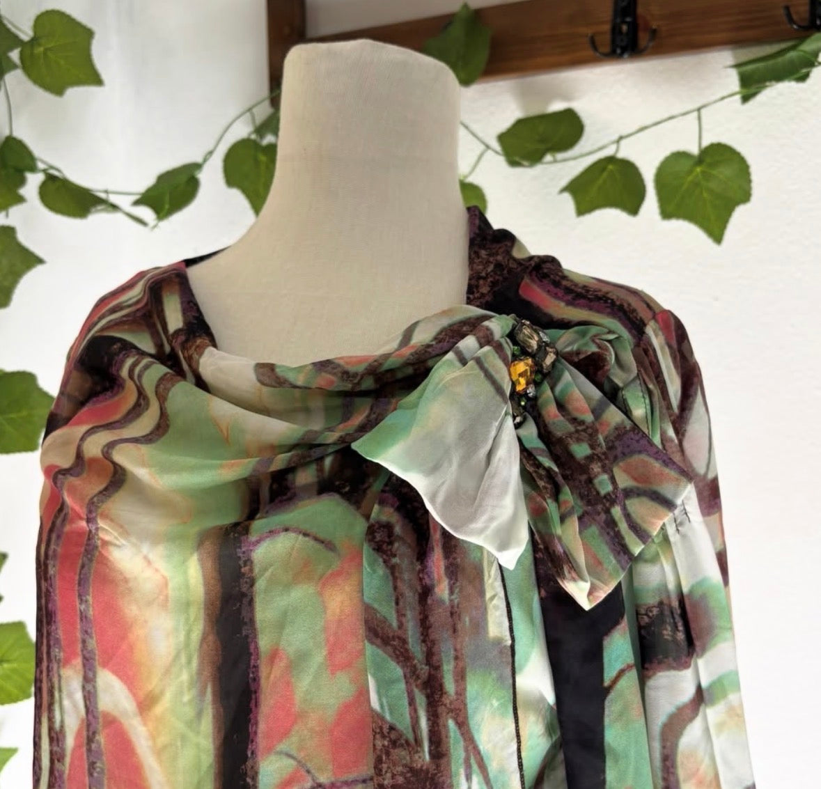 Just Cavalli evening colorful top with crystal bow tie