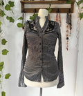 Y2k fitted stripped glittery back laced top