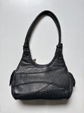 Mini navy genuine leather shoulder bag