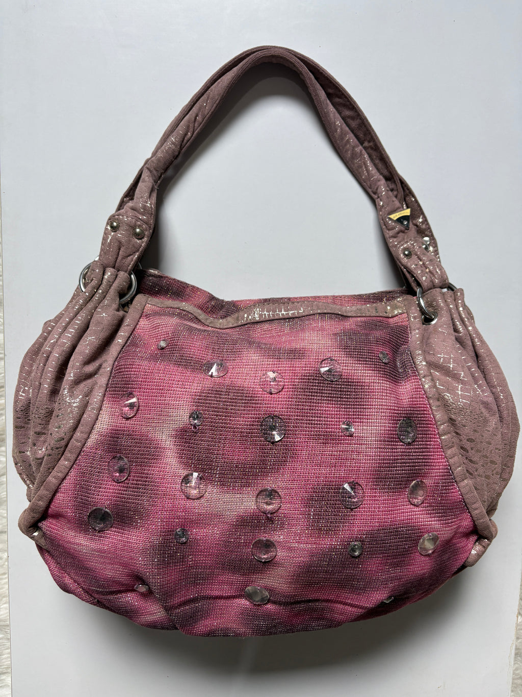 Amazing glittery leopard pink studded shoulder bag