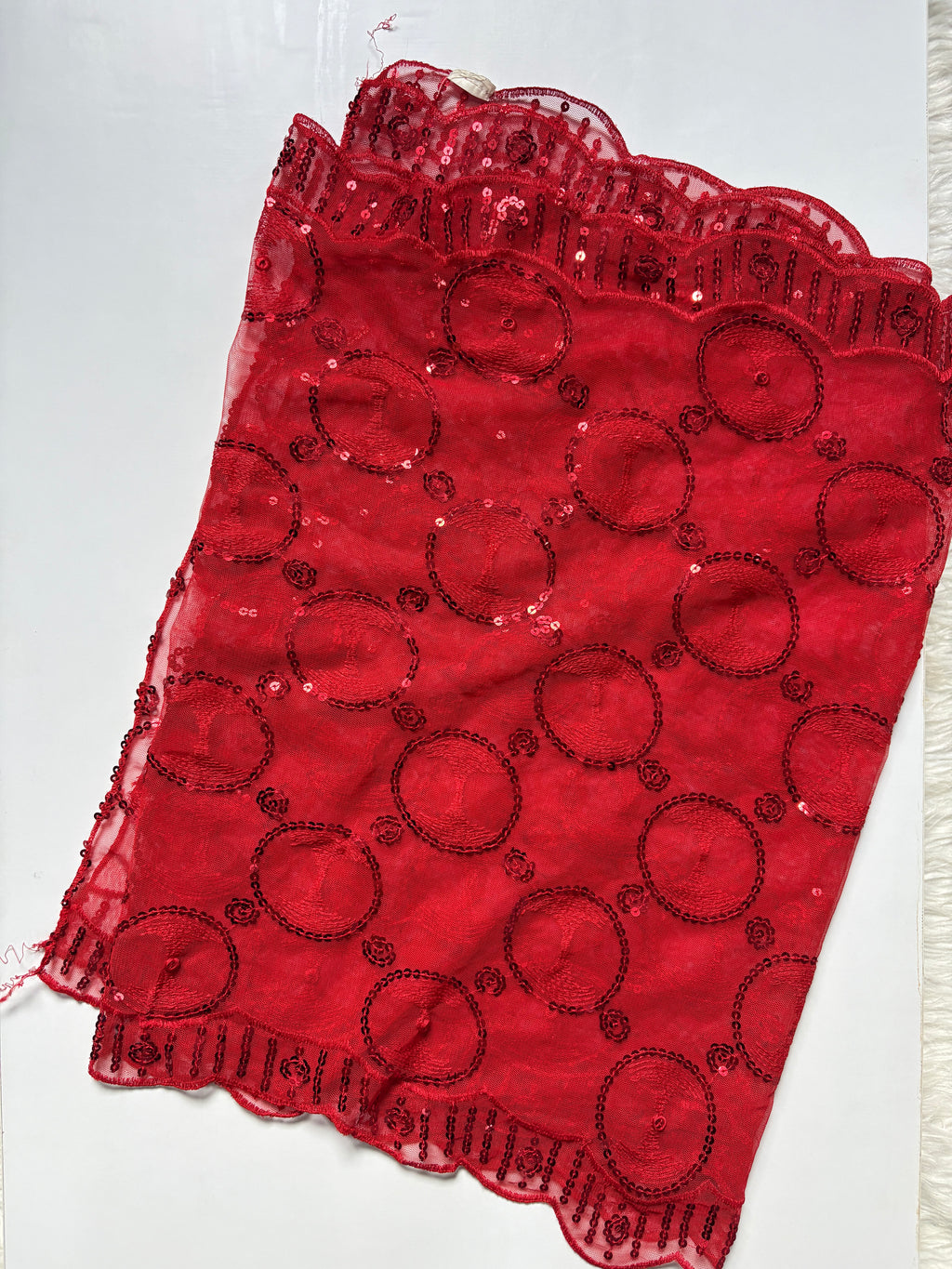Red sequined scarf
