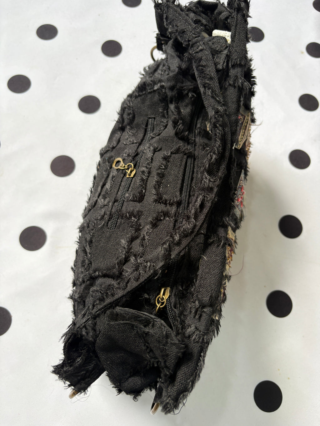 Black boho shoulder bag