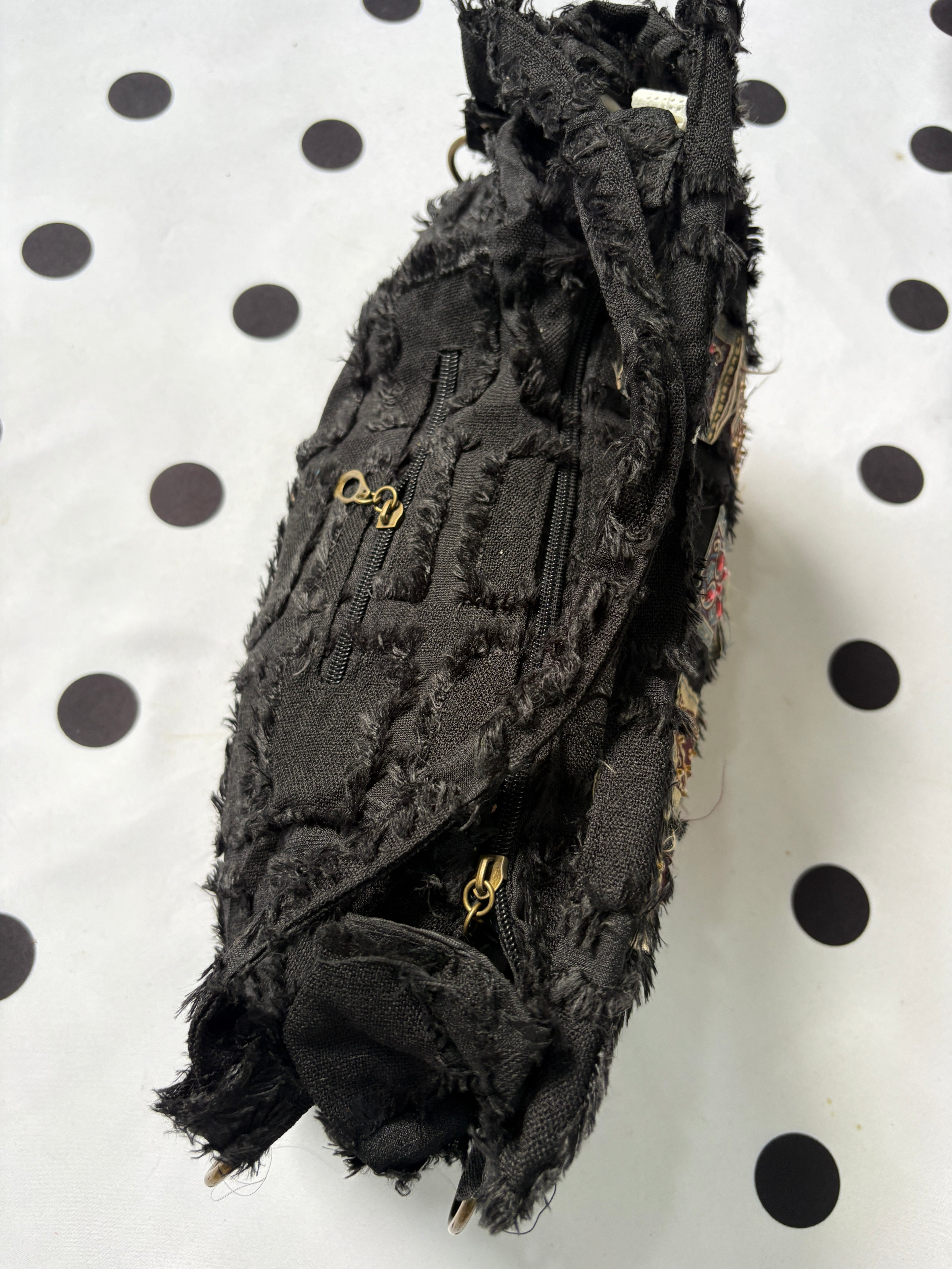 Black boho shoulder bag