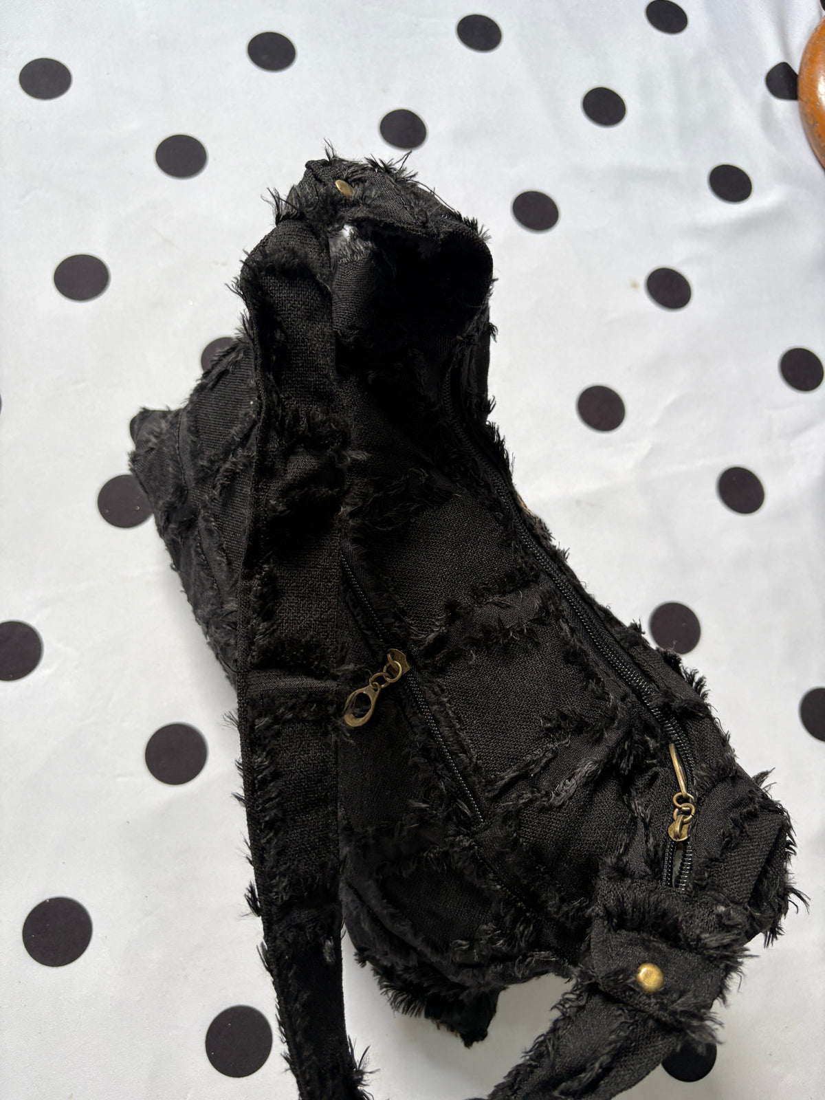 Black boho shoulder bag