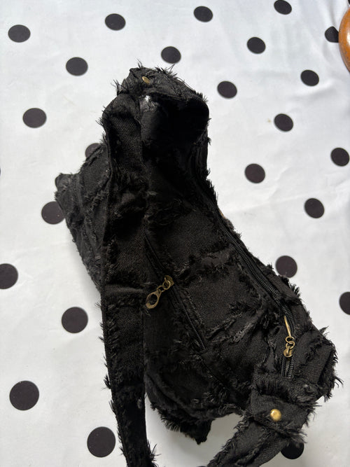 Black boho shoulder bag