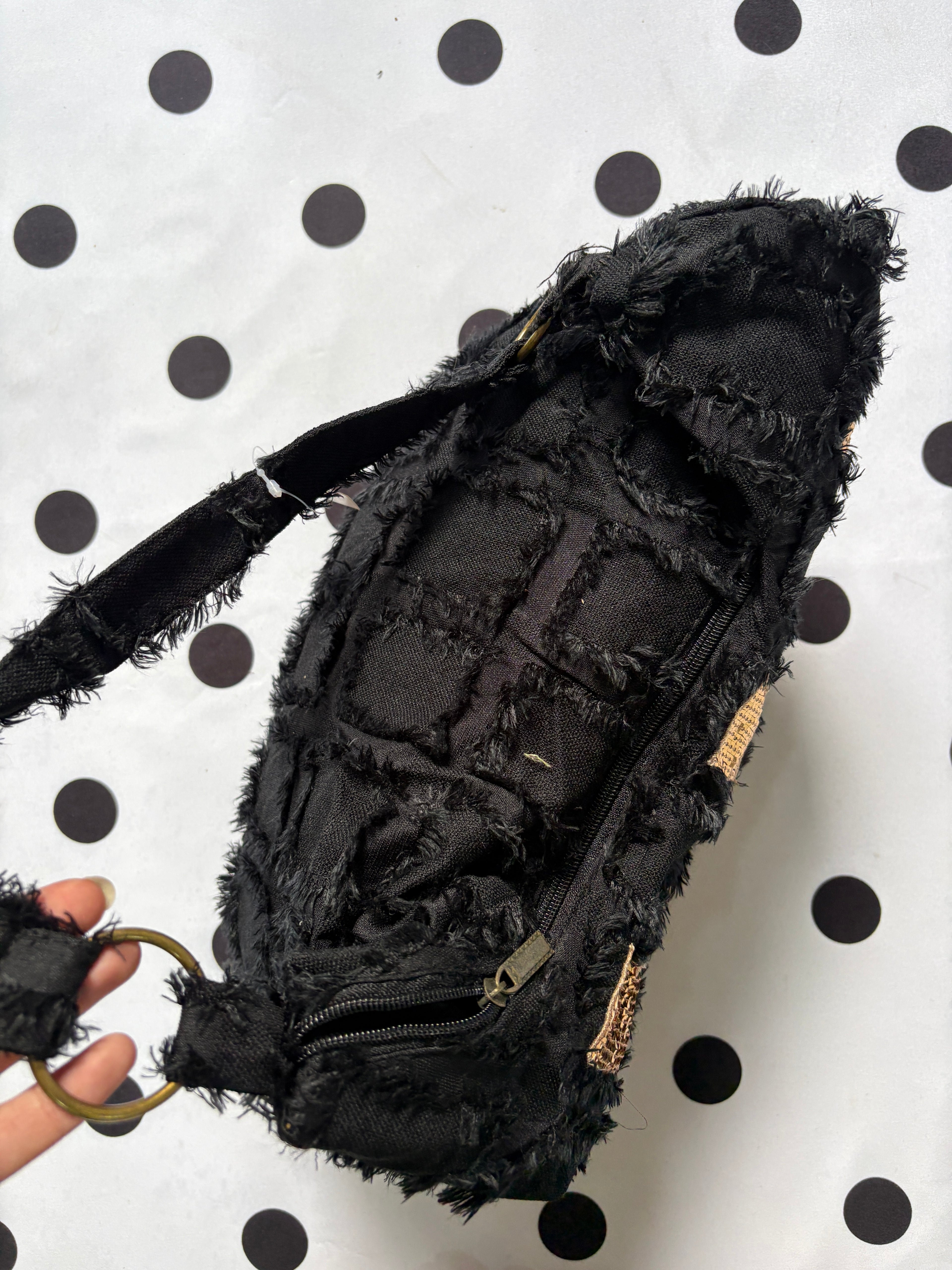 Black boho shoulder bag