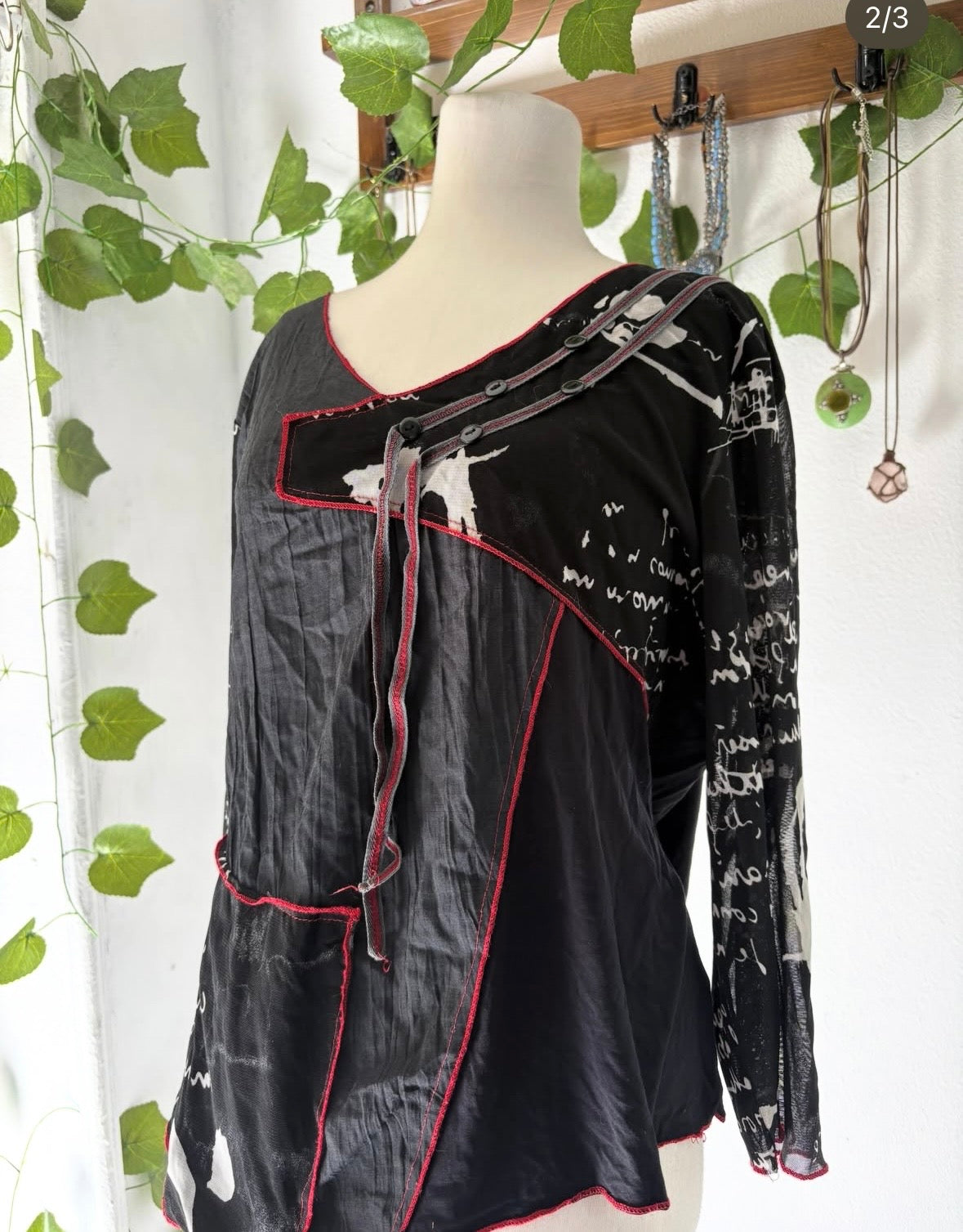Gothic red patchwork blouse