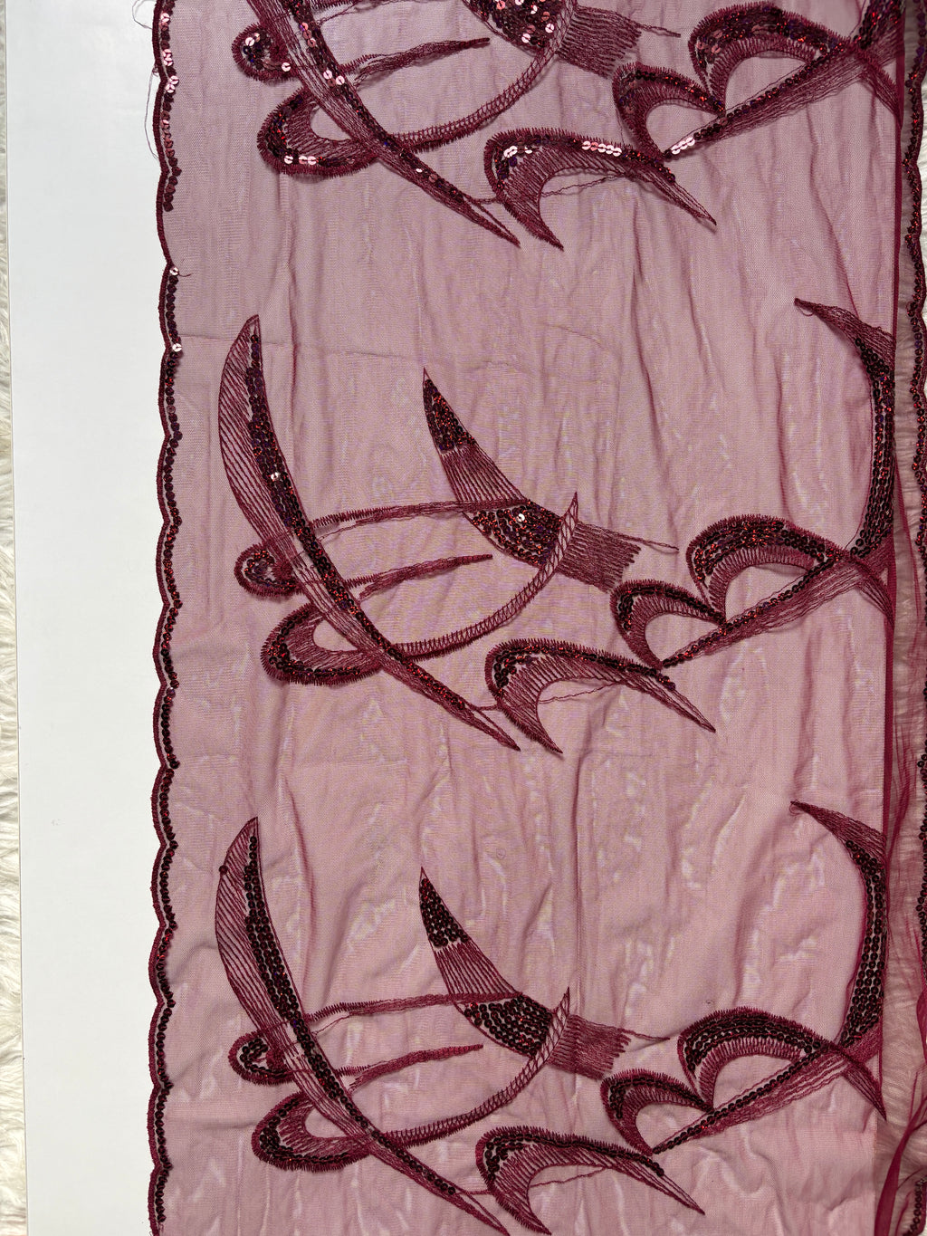 Burgundy beaded scarf