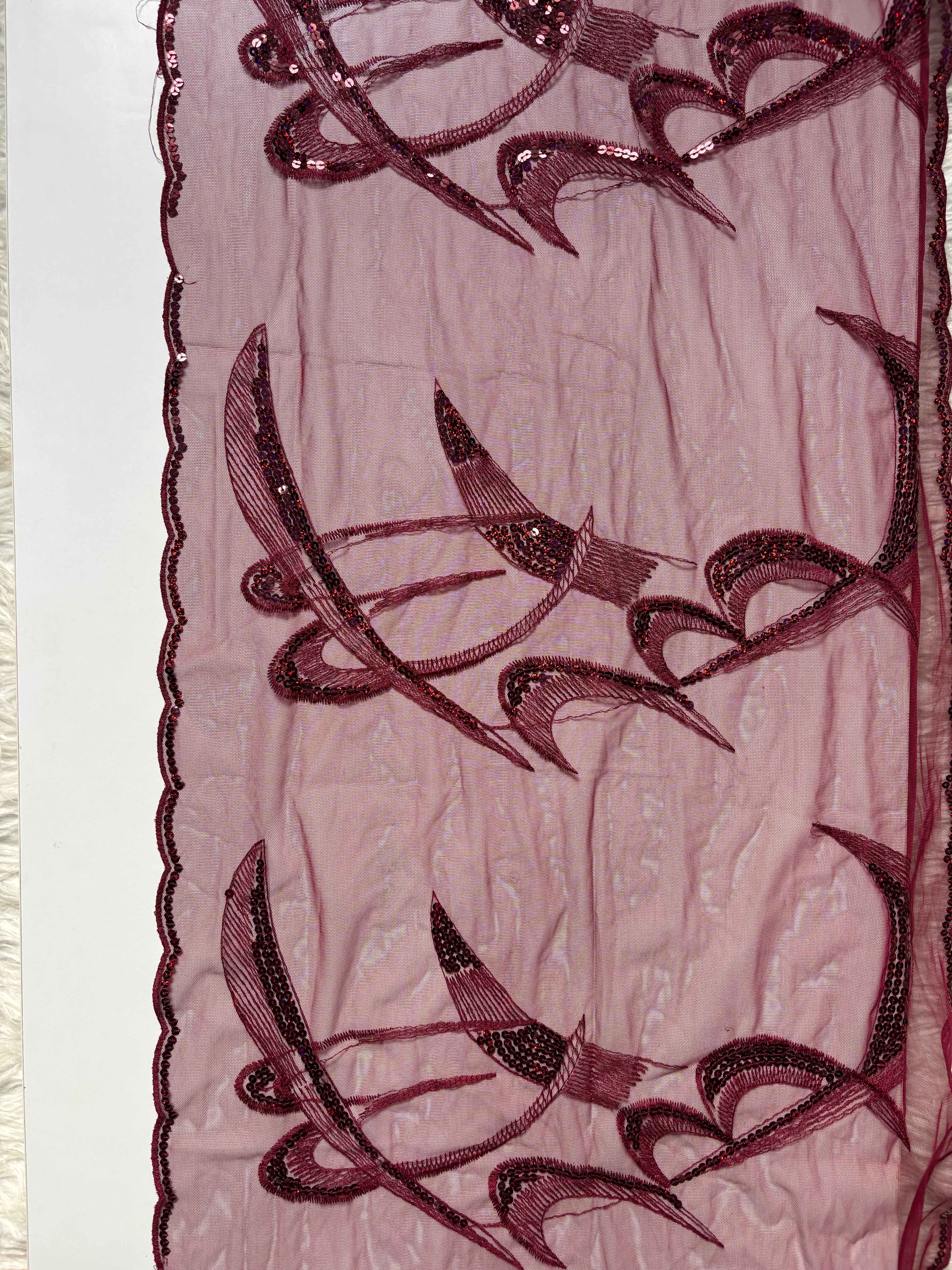 Burgundy beaded scarf