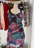 Floral mesh double layered top in blue