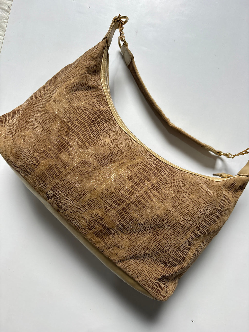 Golden Beige soft suede shoulder bag