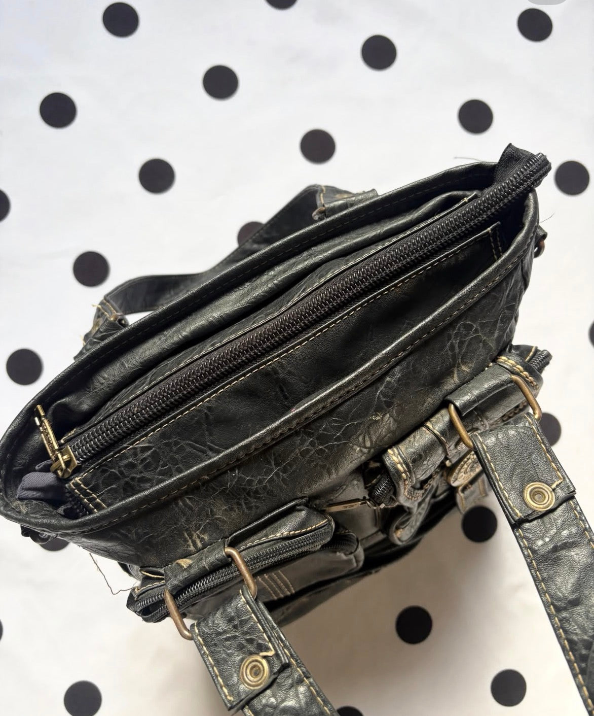 Genuine leather diesel shoulder bag
